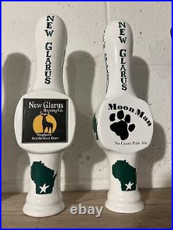 NEW GLARUS BEER SPOTTED COW, Staghorn, Moon Man, Snowshoe Lot Of 6 Tap Handles