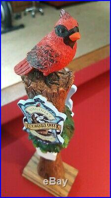 NEW & ULTRA RARE LICKINGHOLE CREEK BREWERY CARDINAL BEER TAP HANDLE WithSTAND