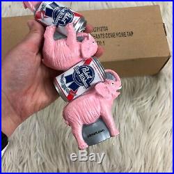 NIB Pabst Blue Ribbon Stacked Cans and Pink Elephant Beer Tap Handle 11