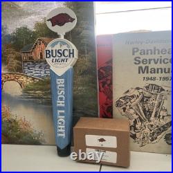 New Busch Light Tall Beer Tap Handle Bar Kegerator With Bud Univ. Of AK Top Cap