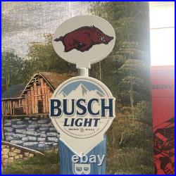 New Busch Light Tall Beer Tap Handle Bar Kegerator With Bud Univ. Of AK Top Cap