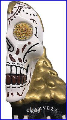 New Modelo Negra Cerveza Sugar Skull Half a Head Beer Tap Handle Broken Candle