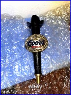 New Original COORS Beer Cowboy Hat Belt Buckle Rodeo Tap Handle with Box