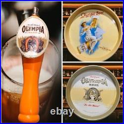 Olympia Lot Vintage Two Beer Trays Bar Tap Handle Rare Orange Man Cave c1970s