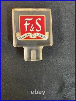 Original F&S Beer- Clear Knob Tap Handle Fuhrmann and Schmidt Shamokin PA Bar