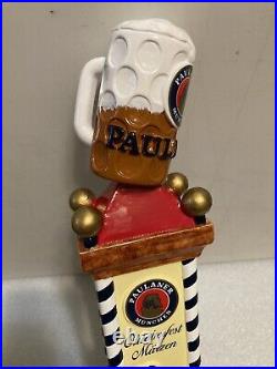 PAULANER OKTOBERFEST MONSTER STEIN ON A TOWER draft beer tap handle. GERMANY