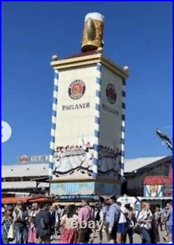 PAULANER OKTOBERFEST MONSTER STEIN ON A TOWER draft beer tap handle. GERMANY