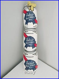 PBR Pabst Blue Ribbon Stacked Puffy Cans 11 Draft Beer Tap Handle Mancave Sign