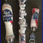 Pabst Blue Ribbon Figural Beer Keg tap Handle Group of 4 Items