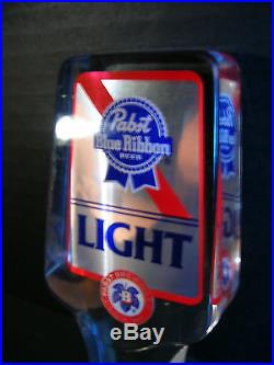 Pabst Blue Ribbon Light Acrylic Beer Tap Handle NOS Vintage PBR Tapper Knob