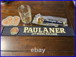 Paulaner München Bier Collection Glass, Tap Handle, Coasters Bar Mat Paulaner München Bier Collection Glass, Tap Handle, Coasters Bar Mat