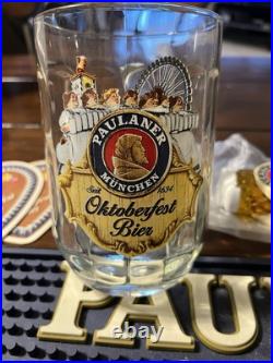 Paulaner München Bier Collection Glass, Tap Handle, Coasters Bar Mat