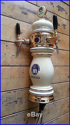 Porcelan German tap beer tower HB MUNCHEN with 2 handles
