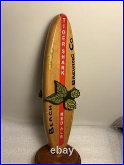 RARE BEACH BREWING TIGER SHARK RED ALE SURFBOARD draft beer tap handle. VIRGINIA