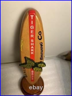 RARE BEACH BREWING TIGER SHARK RED ALE SURFBOARD draft beer tap handle. VIRGINIA