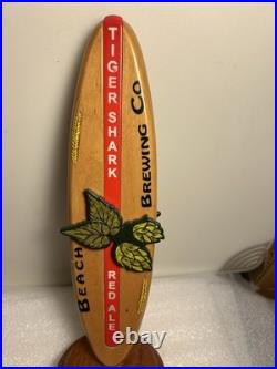 RARE BEACH BREWING TIGER SHARK RED ALE SURFBOARD draft beer tap handle. VIRGINIA
