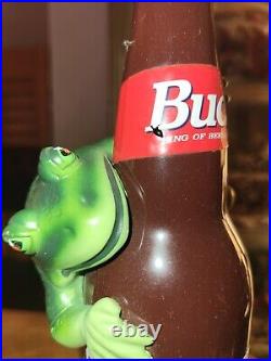 RARE BUD BUDWEISER Frog BEER BOTTLE TAP HANDLE 10 1995 Anheuser-Busch