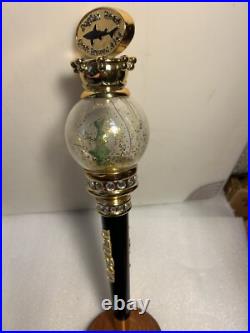 RARE. DOGFISH HEAD PIMPCANE SHARK GLOBE draft beer tap handle. DELAWARE INJURED