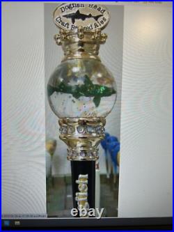 RARE. DOGFISH HEAD PIMPCANE SHARK GLOBE draft beer tap handle. DELAWARE INJURED