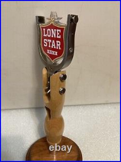 RARE LONE STAR COWBOY SLINGSHOT With SPURS Draft beer tap handle. TEXAS