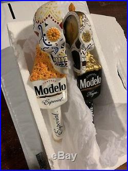 RARE MODELO Dual DIA DE LOS MUERTOS Beer Tap Handle SET (NIB)