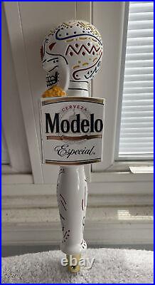 RARE modelo especial FLASHING EYES SKULL beer draft tap handle DAY OF DEAD 11.5