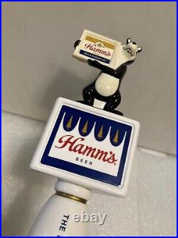 RETRO STYLE HAMMS BEAR WITH BEER SIGN draft beer tap handle. MINNESOTA
