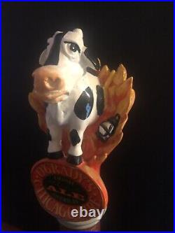 Rare Chicago Fire Cow and Lantern Beer Tap Handle
