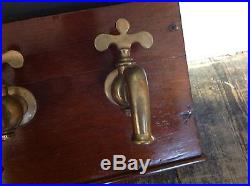 Rare Set Of 5 Brass Pub Bar Beer Pulls With Porcelain Handles And 5 Brass Taps