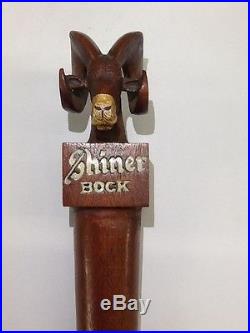 Rare VTG Wood SHINER BOCK BEER TAP HANDLE SPOETZL TEXAS FIGURAL RAM'S HEAD