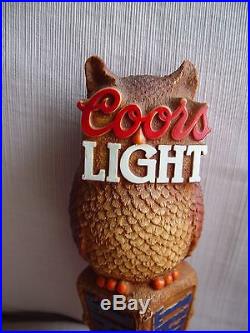 Rare Vintage Coors Light Barn Owl Beer Tap Handle 10.5