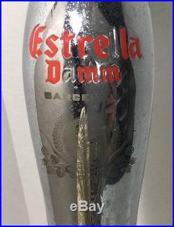 Rare Vintage Estrella Damm Beer Chrome Tower Tap Handle -20Tall -Barcelona 1876