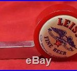 Rare Vintage LEISY'S Beer Tap Handle Knob Cleveland Ohio Red And Chrome