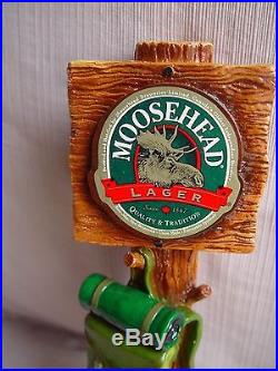 Rare Vintage Moosehead Lager Backpack & Boots on Pole Figural Beer Tap Handle