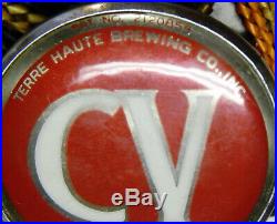 Rare Vintage Terre Haute Indiana Champagne Velvet CV beer tap handle knob