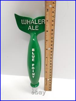 Rare Vintage Whaler Ale Blue Point Green Whale Tail 10 Draft Beer Tap Handle