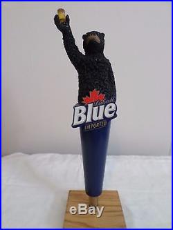 Rear Labatt Blue Imported Toasting Black Bear with Stand 12 Beer Keg Tap Handle