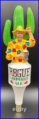 Rogue Chipolte Ale Draft Beer Tap Handle Cactus Man Vintage Novelty 11.5 READ