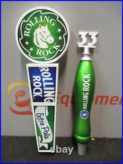 Rolling Rock Beer Tap Handle Wood Extra Pale 33 Premium Lager Man Cave Lot of 2