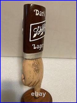 SCHLITZ DARK LAGER POINTED FINGER draft beer tap handle. WISCONSIN