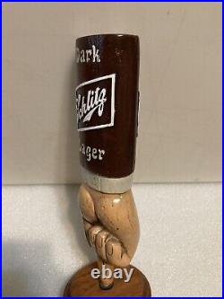 SCHLITZ DARK LAGER POINTED FINGER draft beer tap handle. WISCONSIN