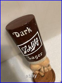 SCHLITZ DARK LAGER POINTED FINGER draft beer tap handle. WISCONSIN