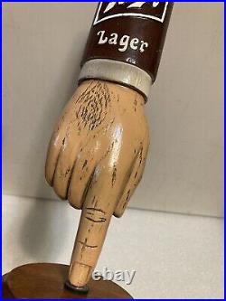 SCHLITZ DARK LAGER POINTED FINGER draft beer tap handle. WISCONSIN