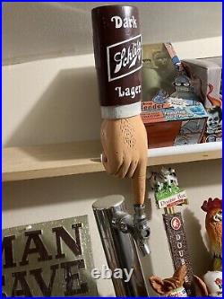 SCHLITZ DARK LAGER POINTED FINGER draft beer tap handle. WISCONSIN