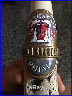 SUPER RARE SCARCE USED AMERICAN ALE RHINO HORN SIMULATED BEER DRAFT TAP HANDLE