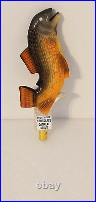 Scarce Beauty Trout River Chocolate Oatmeal Stout Fish 11 Draft Beer Tap Handle