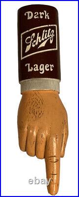 Schlitz Dark Lager 10 Figural Beer Tap Handle (Vintage Hand Finger Pointing)