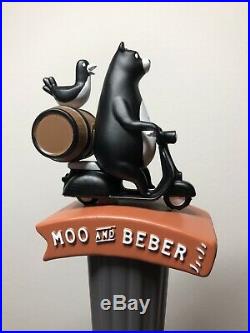 Scooter Riding Bear And Bird Beer Barrel Rare Figural Beer Tap Handle