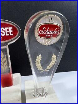 Set of 5 Mounted Vintage Clear Lucite Beer Tap Handles