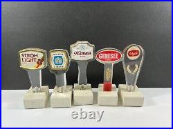 Set of 5 Mounted Vintage Clear Lucite Beer Tap Handles